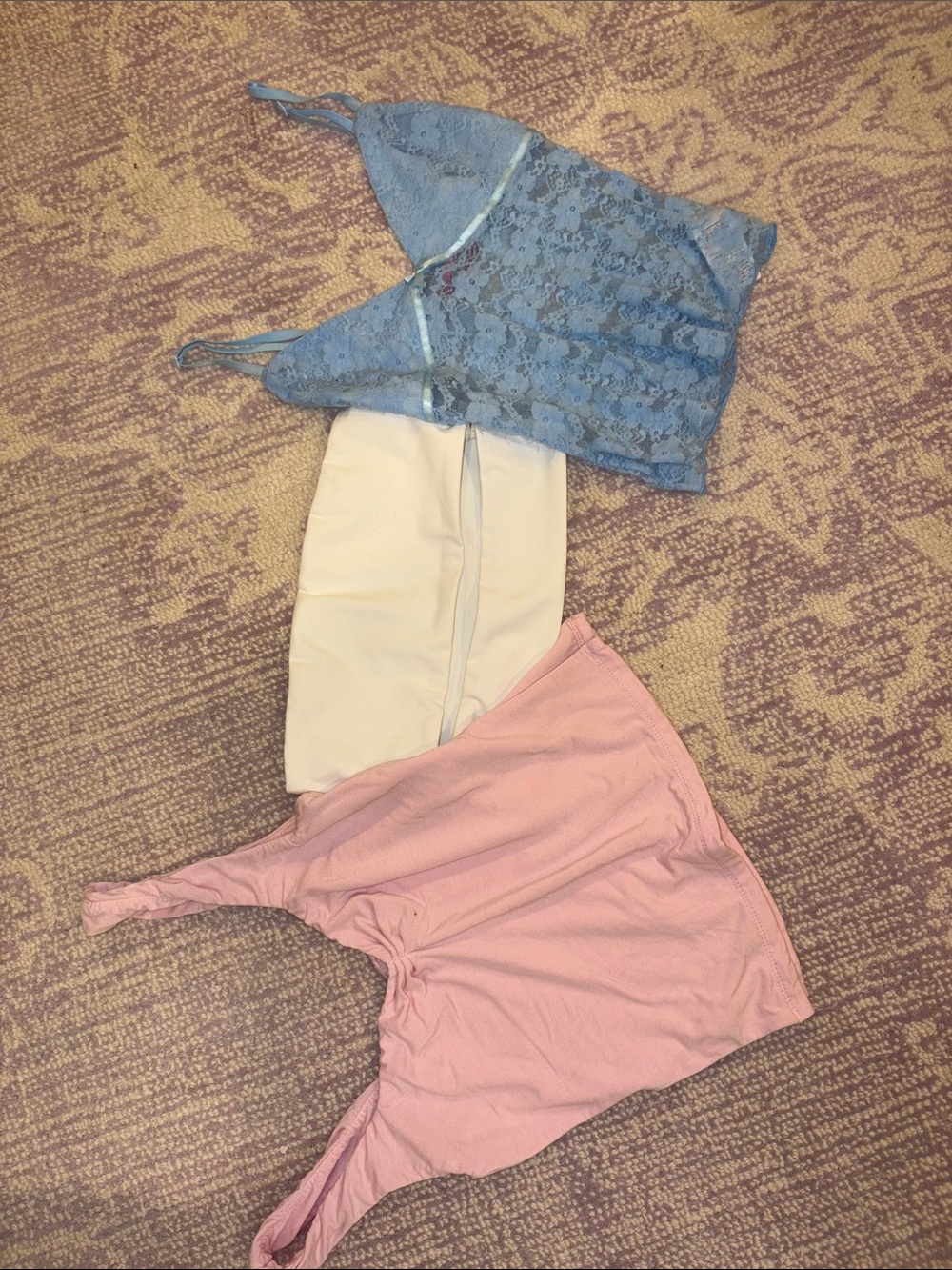 Blue Lace Spaghetti-Strap Crop Top - Kids